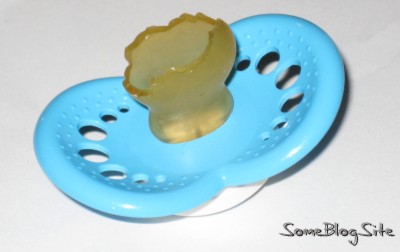 pacifier that has been sliced by teeth
