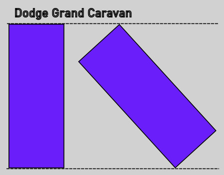 image of parking angle analysis using dimensions of a Dodge Grand Caravan