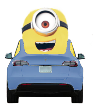 image of a Tesla model S that resembles a minion from Despicable Me