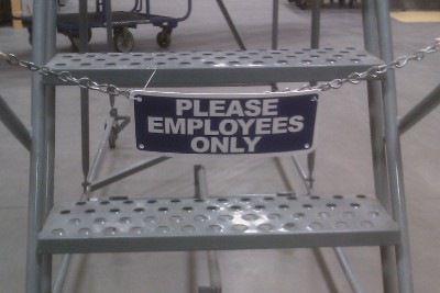 photo of sign saying to Please Employees Only