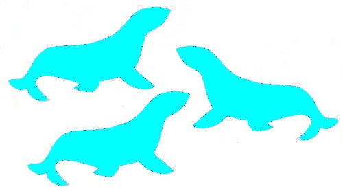 image of seal silhouettes colored cyan, instead of navy seals