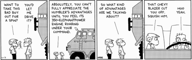 image of FoxTrot comic about the 350-elephantpower Humbler