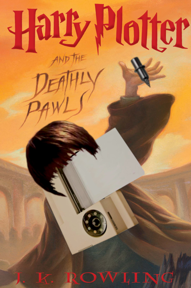 image of the book Harry Plotter and the Deathly Pawls, a spoof of Harry Potter and the Deathly Hallows