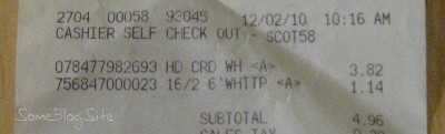 picture of receipt for extension cord and switch