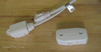 picture of materials needed for making switchable extension cord