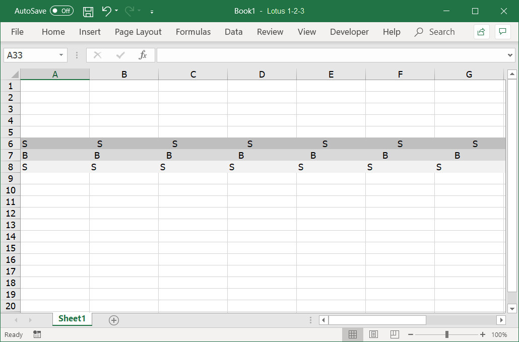 image of a spreadsheet setup to produce a magic eye type 3D effect