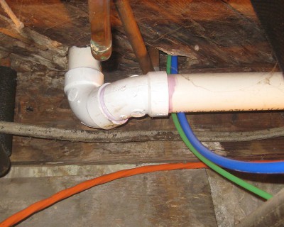 supply lines running out of the basement ceiling