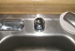 faucet base in kitchen sink