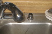 stainless-steel sink with hole for extra faucet