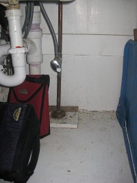 working under the kitchen sink