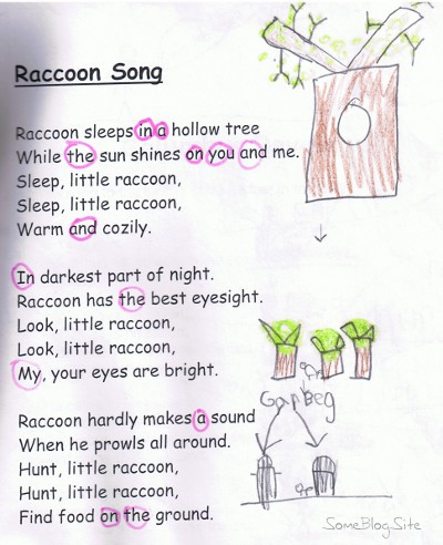 a child's drawing of troublesome raccoons