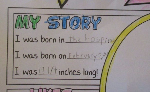 image of a kindergarten About Me poster