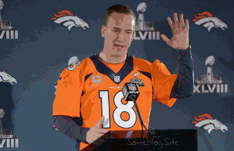 image of Peyton Manning throwing a duck instead of a football for an interception to Malcolm Smith