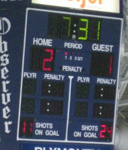 picture of a minor-league hockey scoreboard