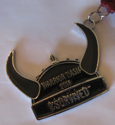 photo of the finisher medal from Warrior Dash