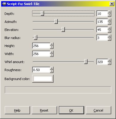 GIMP menu for swirly-tile