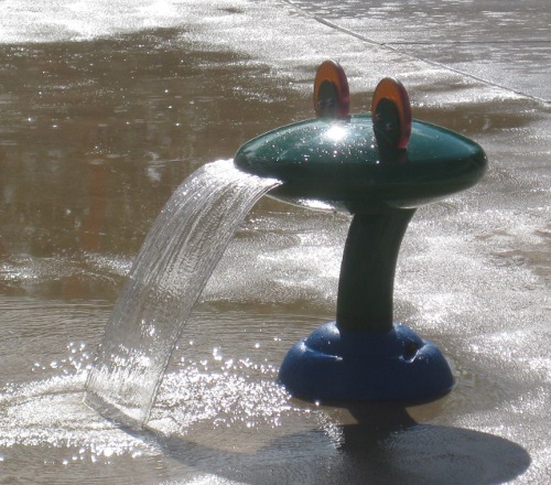 photo of the frog at Blue Heron Bay splash park at Independence Lake