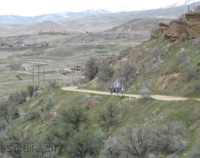 photo of family walking along the hiking path in Boise