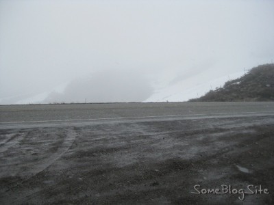 photo of foggy snowy mountain road in Idaho
