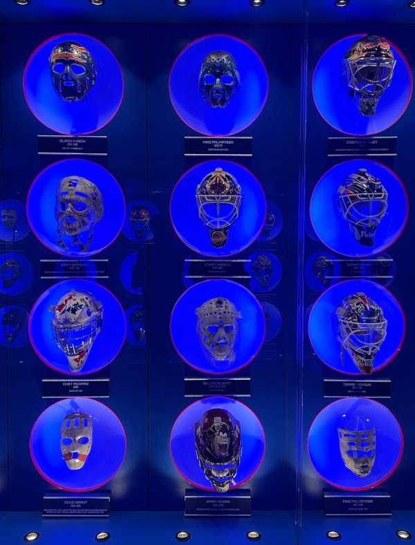 image of hockey mask display at the hockey hall of fame