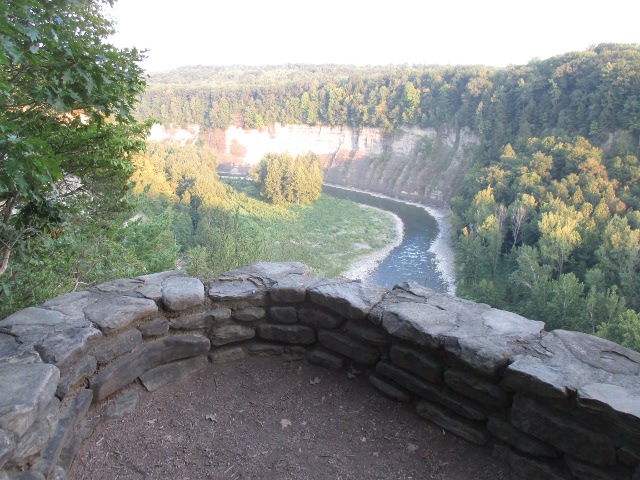 photo of a stone wall at a scenic overlook at Letchworth State Park in New York