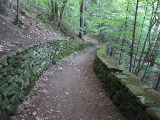 photo of a stone wall at Letchworth State Park in New York