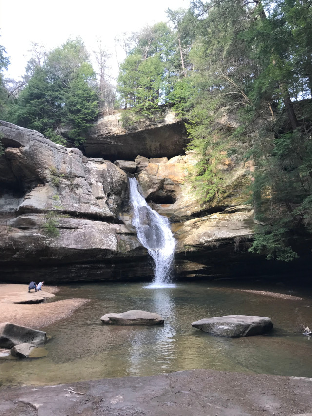 image of the waterfall at Cedar Falls hiking area in Hocking Hills Ohio