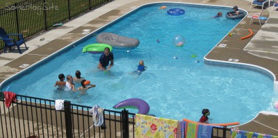 people playing in a pool