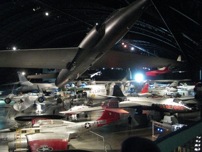 airplane displays inside the Wright-Patterson Air Force Museum