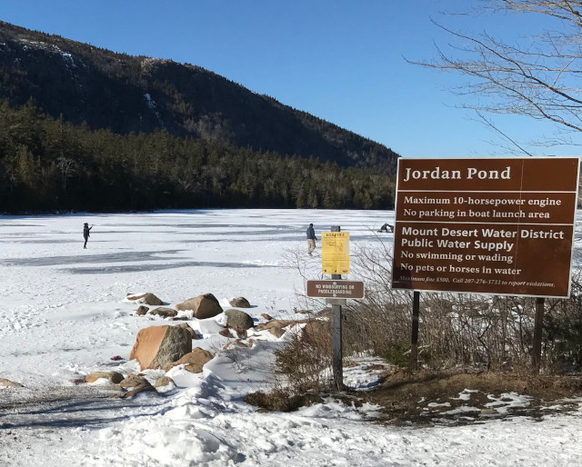 the sign at Jordan Pond in Maine