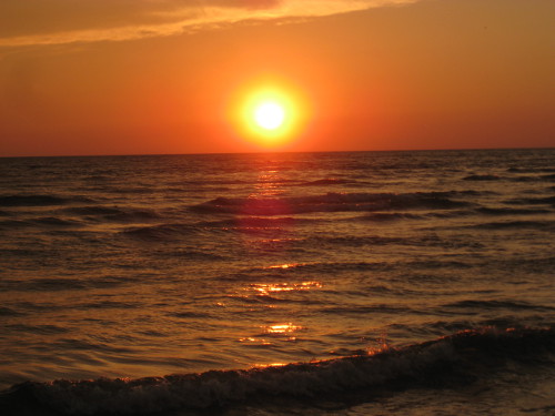 picture of sunset over Lake Michigan