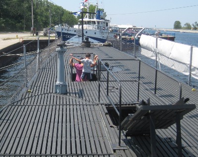 photo of people entering the USS Silversides submarine