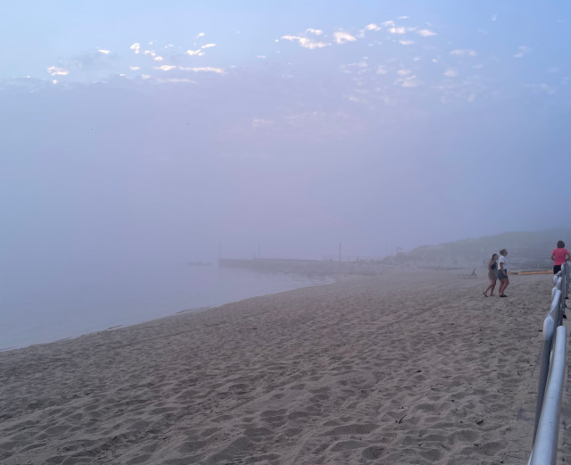 image of a hazy beach scene at Maranatha Bible and Missionary Conference in Norton Shores