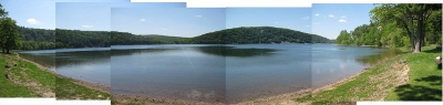 panorama photo of Devil's Lake near Baraboo, Wisconsin