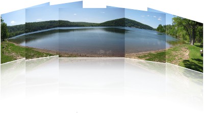 panorama photo of Devil's Lake near Baraboo, Wisconsin