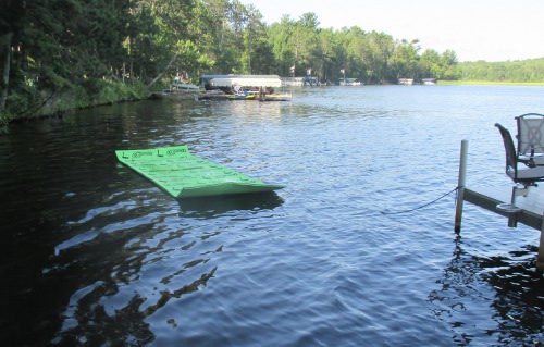 image of a raft at a dock on a Minnesota lake