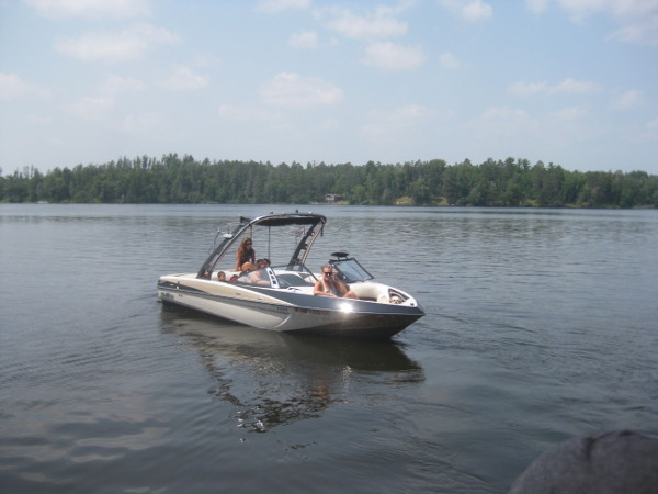 photo of a Malibu boat on a lake in Minnesota