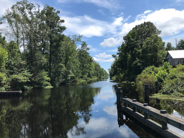 image of the canal at the great dismal swamp state park in Virginia