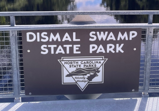 image of the welcome sign at the great dismal swamp state park in Virginia