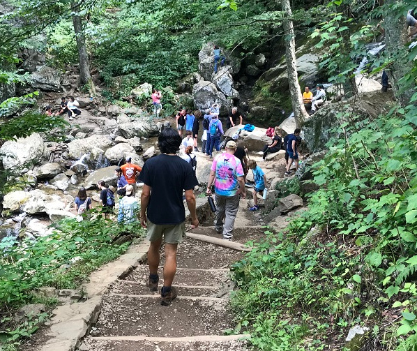 image of people at Dark Hollow Falls at Skyline Drive in Shenandoah National Park in Virginia