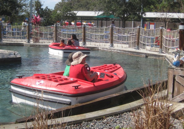 photo of kids driving boats at Legoland in Orlando, FL