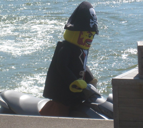 photo of Brickbeard on his jet ski at the pirate show at Legoland in Orlando, FL