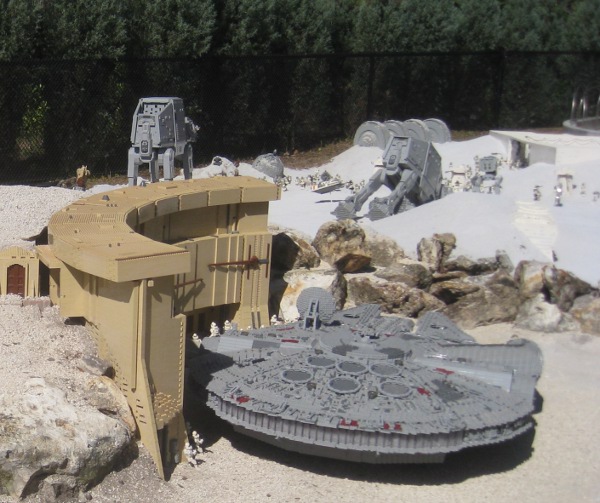 photo of the Millenium Falcon landed at Miniland at Legoland in Orlando, FL