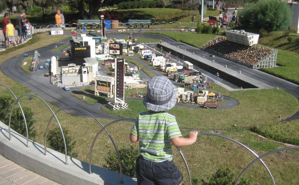 photo of the racetrack at Miniland at Legoland in Orlando, FL