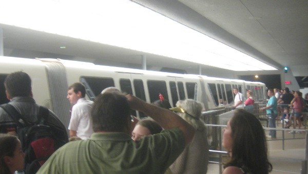 photo of a monorail station at Disneyworld in Orlando, FL