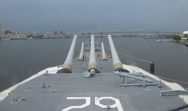 photo of the front guns of the Battleship New Jersey