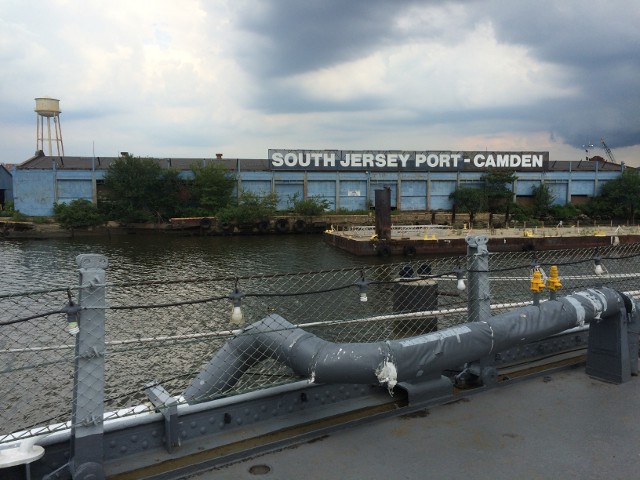 photo of the shore next to the Battleship New Jersey