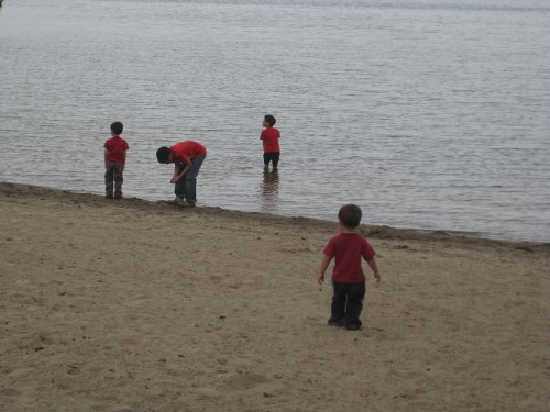 photo of kids at the beach at Pokagon State Park in Angola Indiana