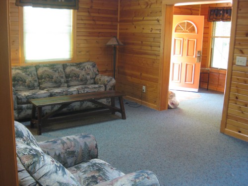 photo of the cabin living room interior at Pokagon State Park in Angola Indiana