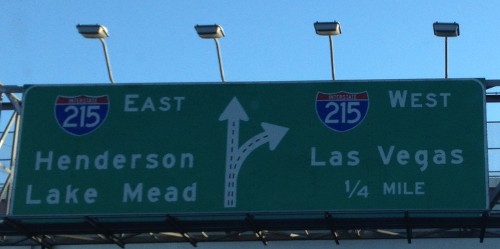 photo of a highway road sign for 215 Las Vegas